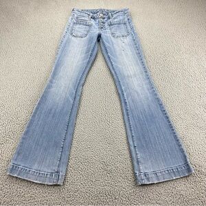 American Eagle Women's Vintage Flare Button Fly Patch Pockets Jeans  |  Size:  4